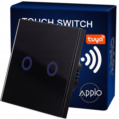 Inteligentny Dotykowy Włącznik Ścienny Podwójny WiFi (czarny)