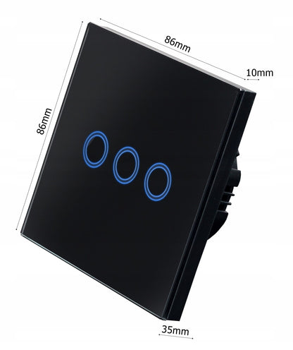 Inteligentny Dotykowy Włącznik Ścienny Potrójny WiFi (czarny)